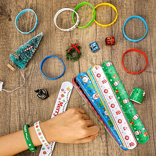 Mibor 48Pcs Christmas Slap Bracelets Christmas Silicone Bracelets, Christmas Classroom Gifts, Xmas Slap Wristbands Rubber Wristbands For Kids Girls Boys Christmas Party Favors Stocking Stuffers Gifts #TOP7
