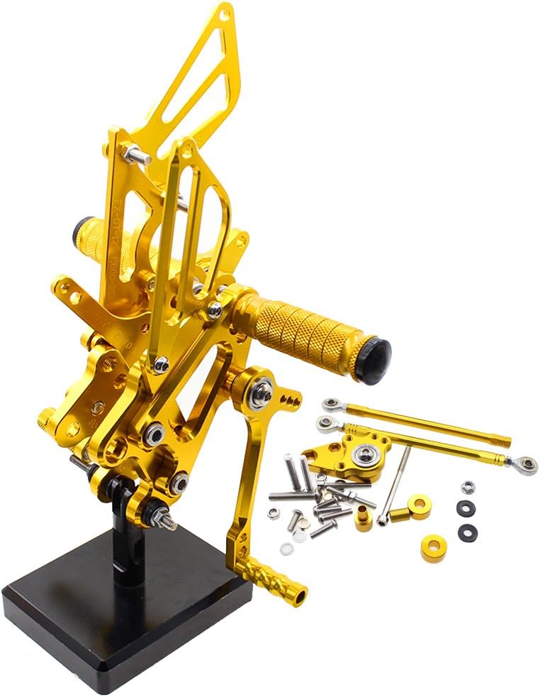CNC CBR1000RR 04-07 Motorcycle Rearset Foot Pegs Rear Set Footrests Fully Adjustable Foot Boards Compatible with CBR1000 RR 2004 2005 2006 2007/ CBR600RR 2003-2006 Gold