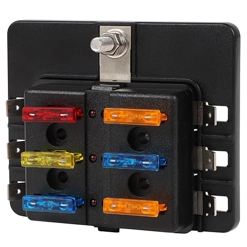 Miniatura 8 de SCITOO Uso para casa rodante, barco, autocaravana, lancha rápida, hoja de 6 vías, caja de fusibles, caja de fusibles, resolución de problemas, 12-32