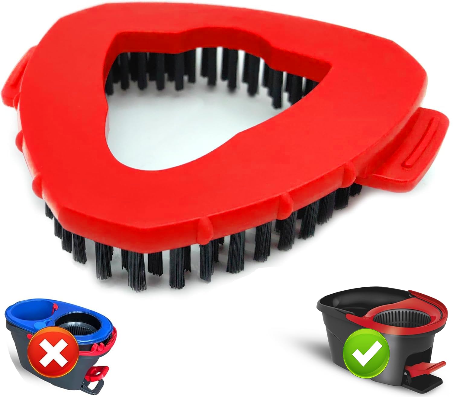 Lot De 2 Têtes De Brosse Triangulaires Rotatives - Compatibles Vileda Turbo Spin EasyWring - Remplacement Multifonction Pour Nettoyage Efficace