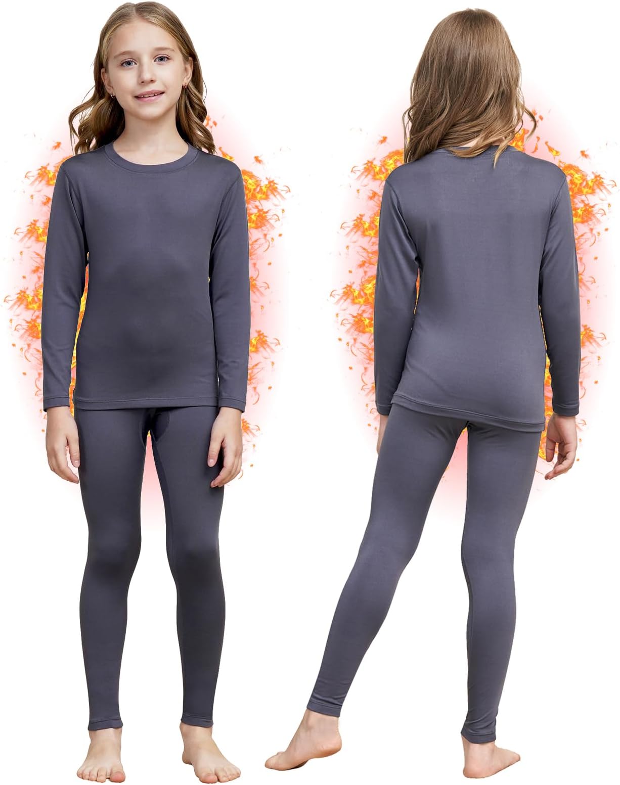 Girls Thermal Underwear Set Ultra Soft Fleece Lined Kids Long Johns Top Bottom Thermals Kids Base Layer Winter Warm