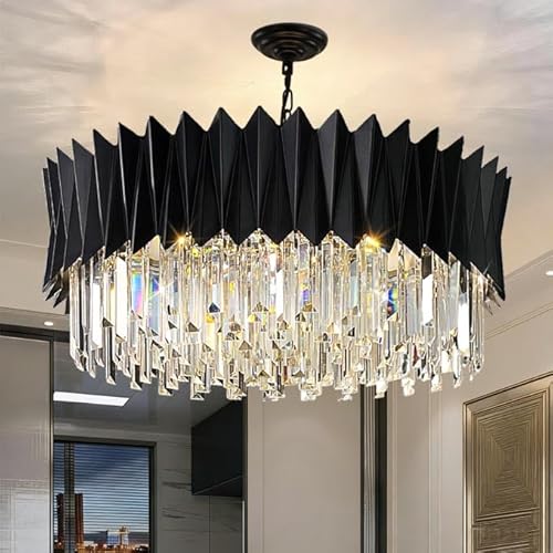 Black Crystal Chandelier 24-inch Multi-Tier Pendant Light