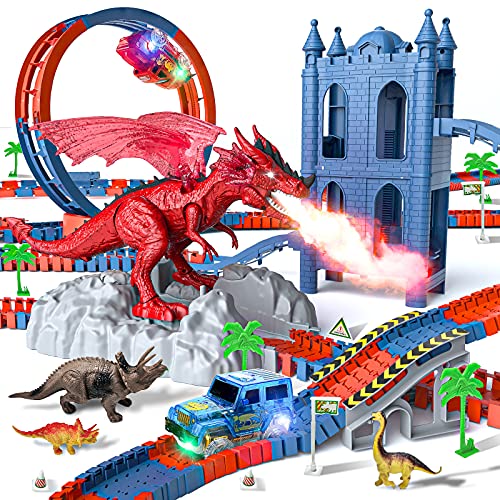Promo Discount Up To 70% Off Dinosaur Toys Race Track with 2 Race Cars, 230 Piece Flexible Train Tracks with 9 Assorted Dinosaur and Castle, Create A Dinosaur World Road, Best Gift for 3 4 5 6 Years Old Toddlers Boys and Girls 🛒 Crazy Deals Dinosaur Toys Race Track with 2 Race Cars, 230 Piece Flexible Train Tracks with 9 Assorted Dinosaur and Castle, Create A Dinosaur World Road, Best Gift for 3 4 5 6 Years Old Toddlers Boys and Girls