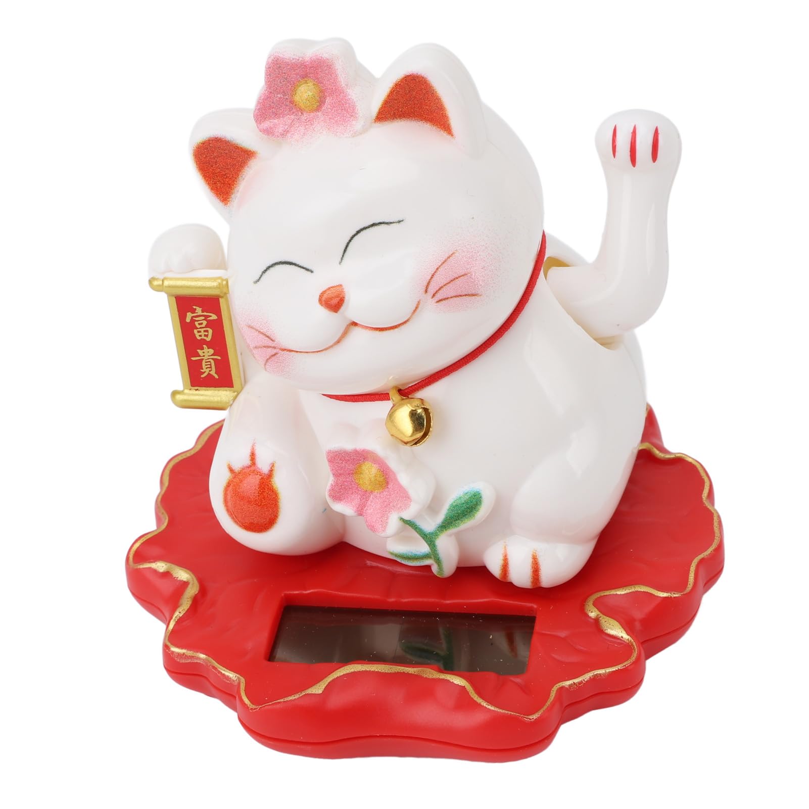 Solar Waving Cat Portable, Lucky Cat Waving Arm Solar Powered, Good Luck Fortune Feline Sun Powered for Home Office Car Dashboard Decor (2312A)