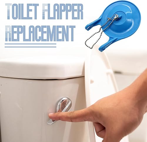 Miniatura 3 de Juego de 5 piezas de repuesto de aleta de inodoro de goma de 3 pulgadas, tapón de repuesto para inodoro de ahorro de agua con cadena de acero