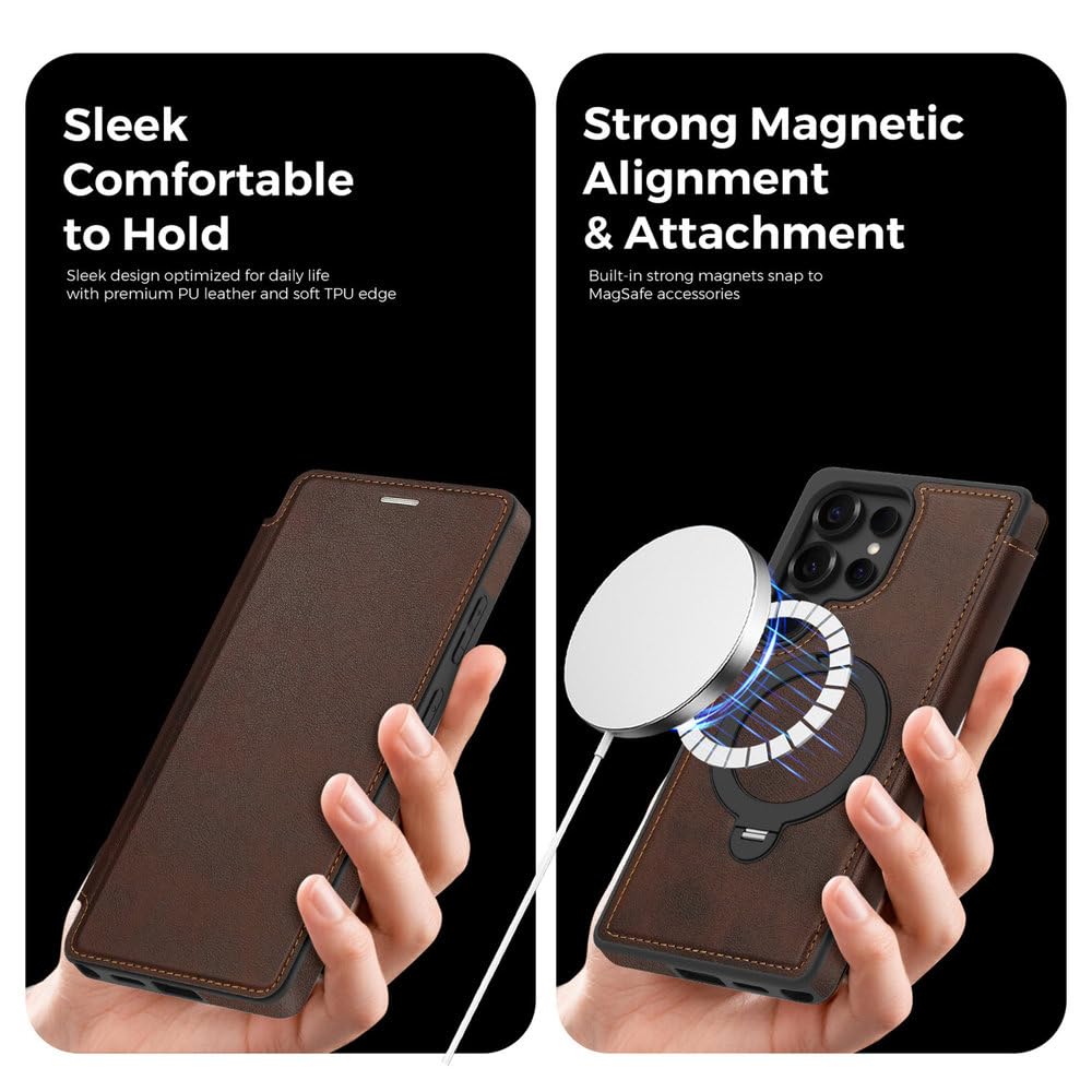 Custodia a libro in pelle con supporto magnetico girevole a 360° per Samsung Galaxy S26 S25 S24 S23 S22 Ultra, con ricarica wireless, anti-caduta e protezione, blu royal, per Samsung Galaxy S26 Plus