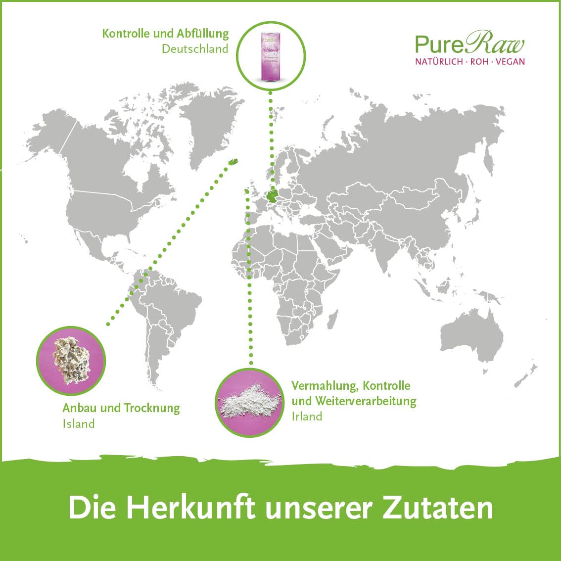 Kalziumalge Natürliches Calcium-Pulver - Kalziumalgenpulver Lithothamnium Calcareum Rotalgen - Bioverfügbare Mineralien Kalzium Magnesium | PureRaw 110g