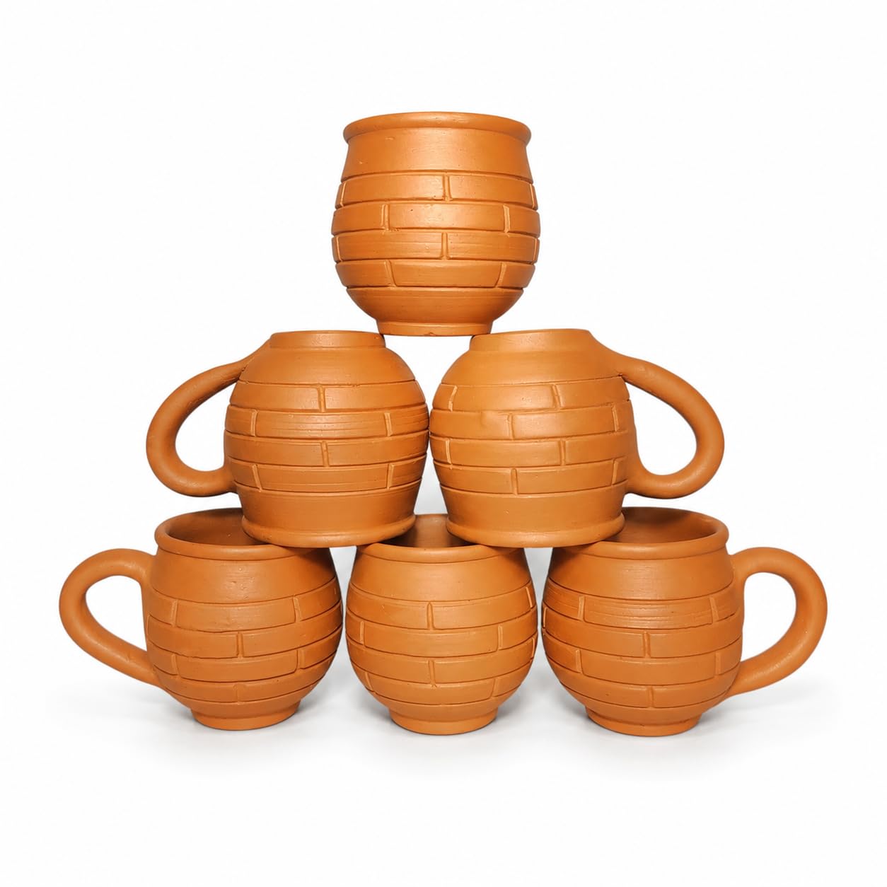 PUSPA Handcrafted Terracotta Clay Tea & Coffee Cup Set of 6, 120 ml Each | 100% Natural Clay Cup, Food-Safe & Chemical-Free Mitti Ka Tea Cup, Matte Finish Mud Cups for Tea, Reusable Earthen Cups-image-14