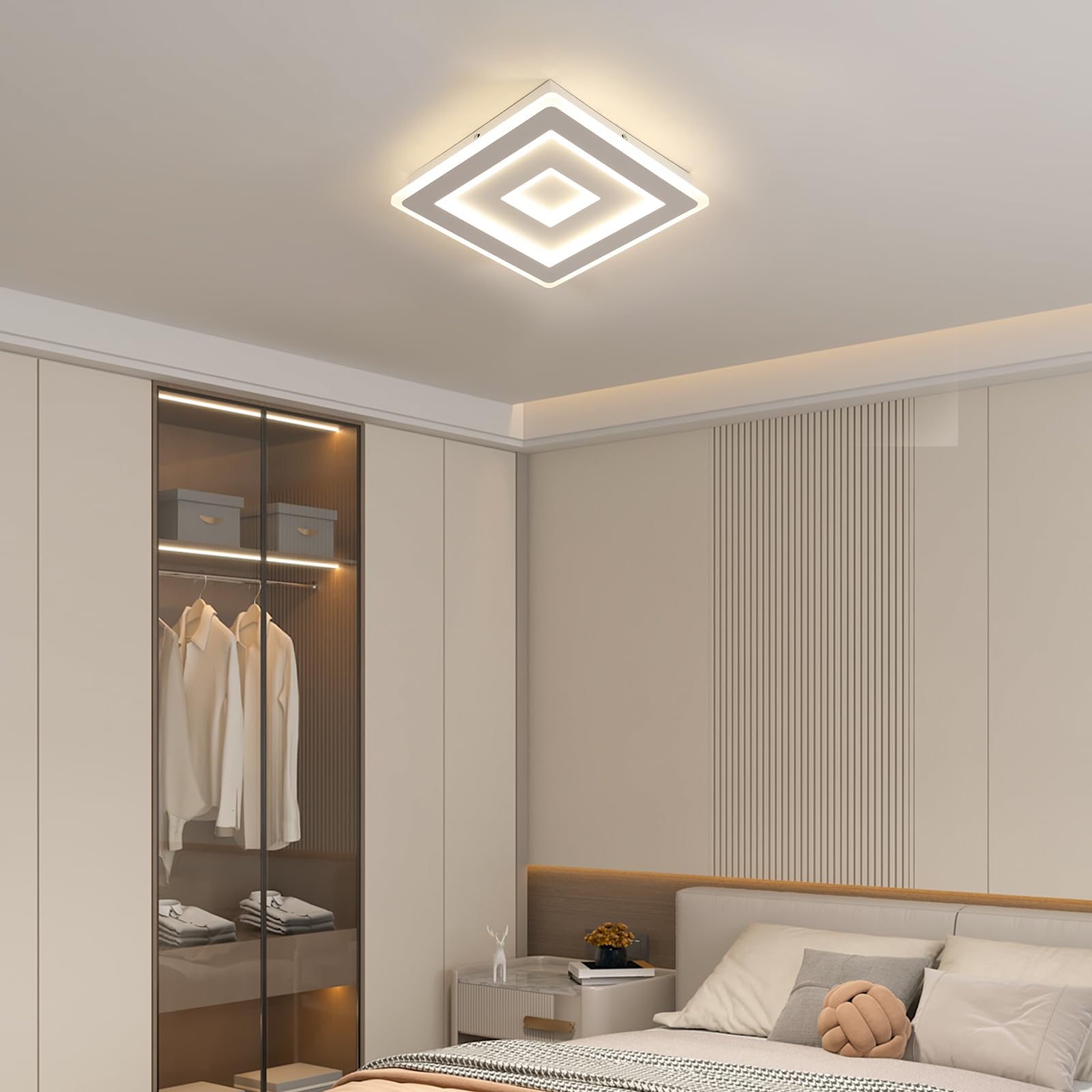 Plafonnier LED Noir Carré Moderne For Salon,52W 5850LM 40cm Lampe De Plafond Led Acrylique Luminaire Plafonnier Interieur Lumiere Chaude 3000k 95952198