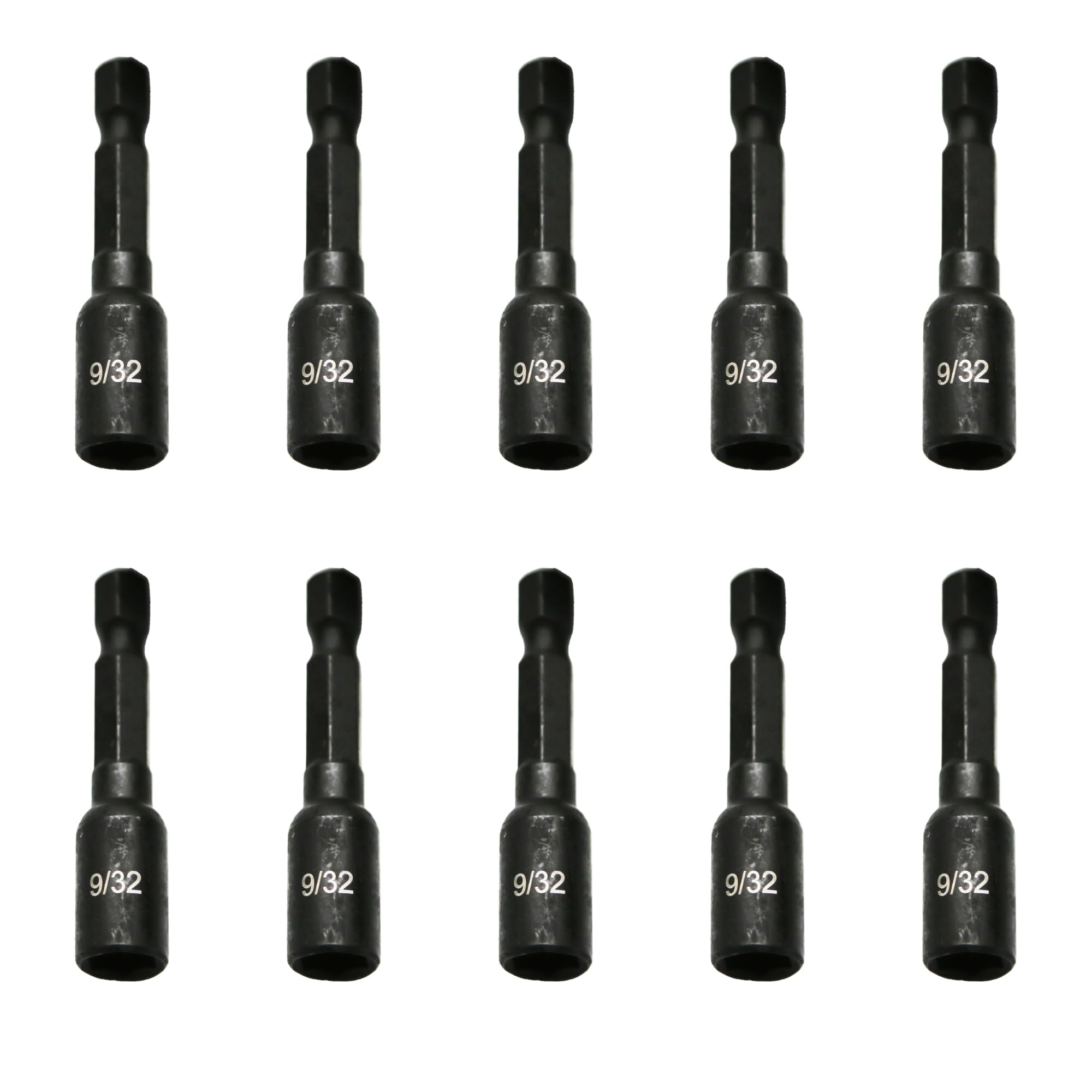 TMAX 10p 9/32" Impact Magnetic Nutsetter Hex Nut Driver 1/4" Shank, Cr-V