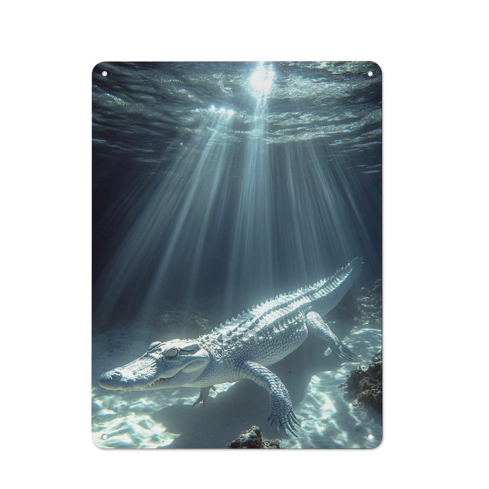 Junmoney Style-22 For Hobby Room Or Studio, Albino Alligator Underwater Retro Metal Sign 40X30cm, A Decorative Gift For A Newly Furnished Hobby Room And Studio