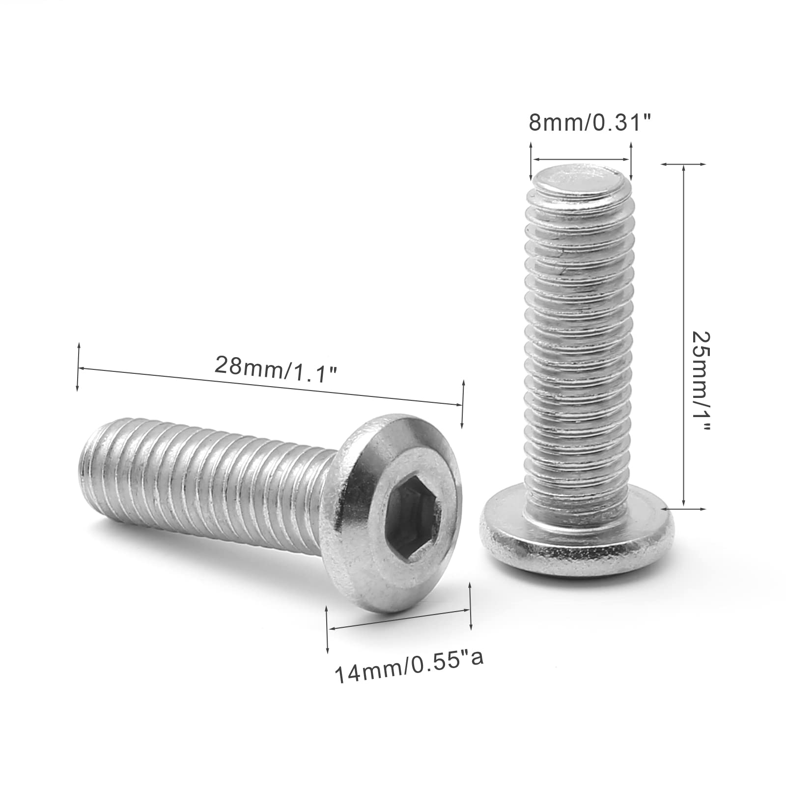 Snapklik.com : 30 Pcs M8x25mm Stainless Steel Flat Head Hex Socket Cap ...