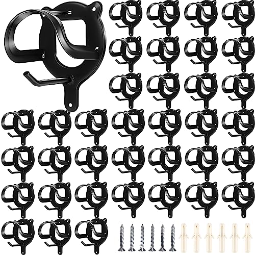 Image of Silkfly 36 Counts Horse Bridle Hooks for Tack Room Black Bridle Racks Metal Horse Tack Storage Halter Hangers Bracket Holder with Tubes and Screws Horses Barn Supplies