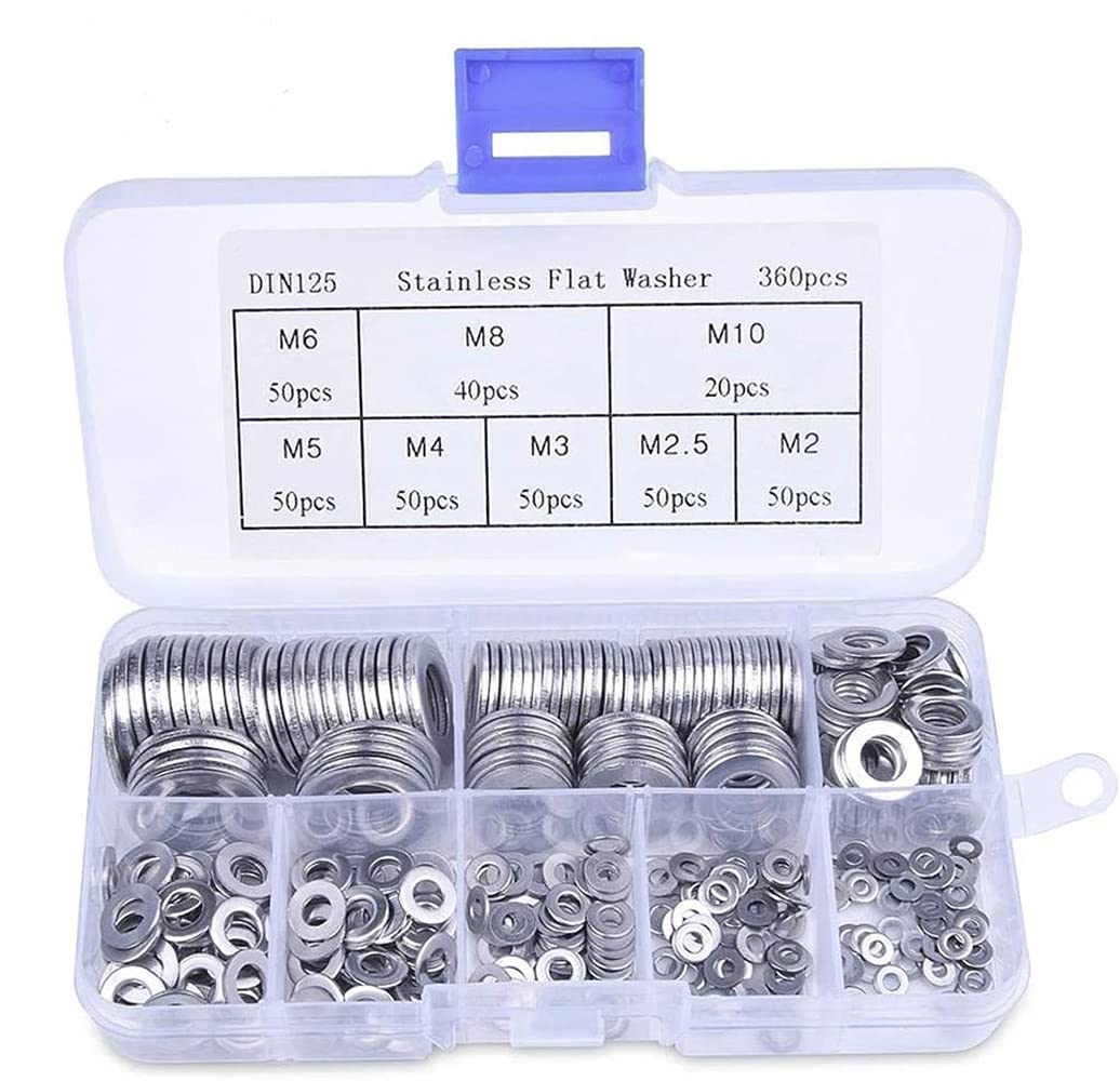 Hincell 900-Piece Stainless Steel Flat Washers Assortment Kit - M2 To M12 Sizes, 304 Grade - View #3