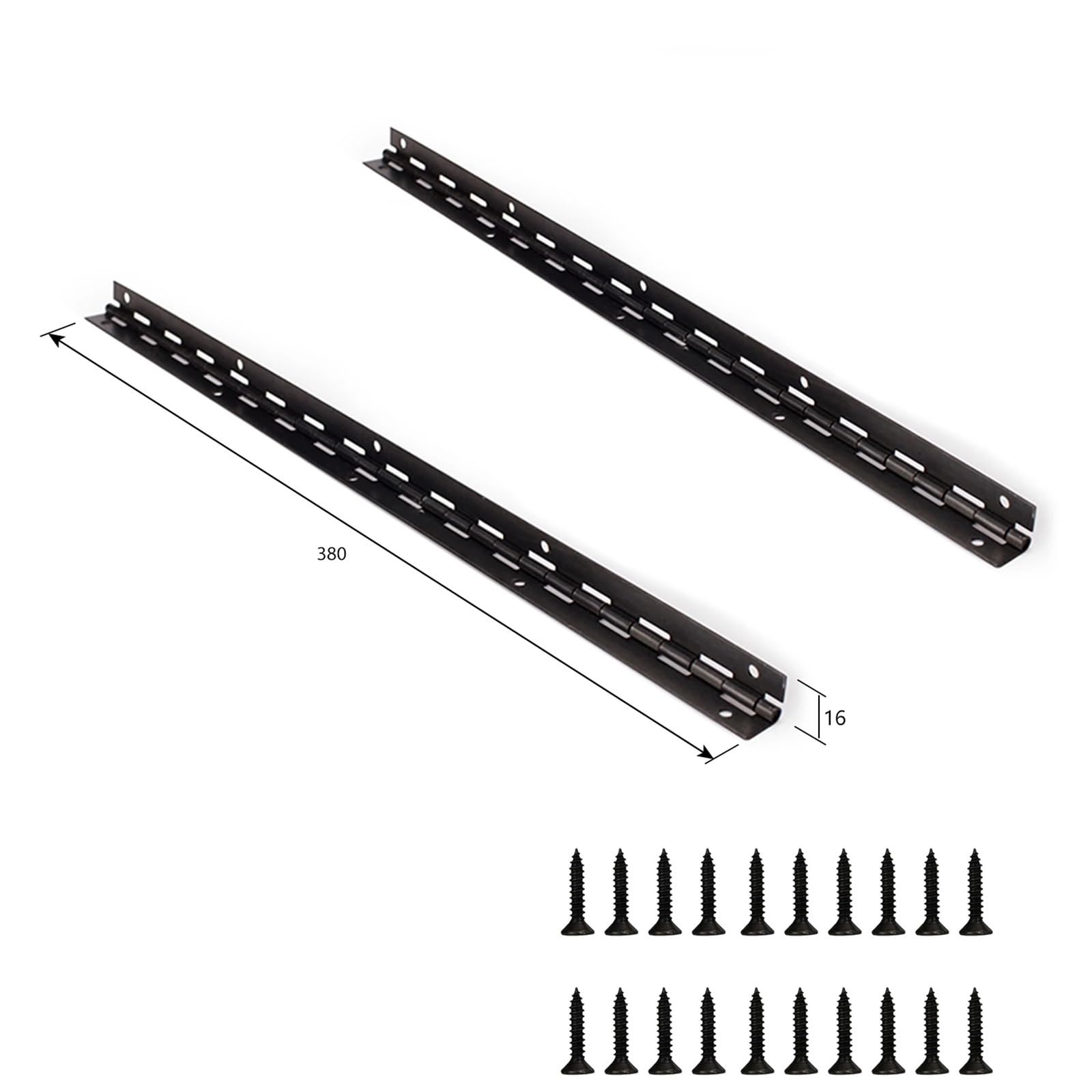Bisagras de piano de acero inoxidable continuas, Bisagra de Piano hierro negro, 4 Uds., 153mm/380mm, 1mm, 270 grados, abierta con tornillos for Pianos(Size 1)