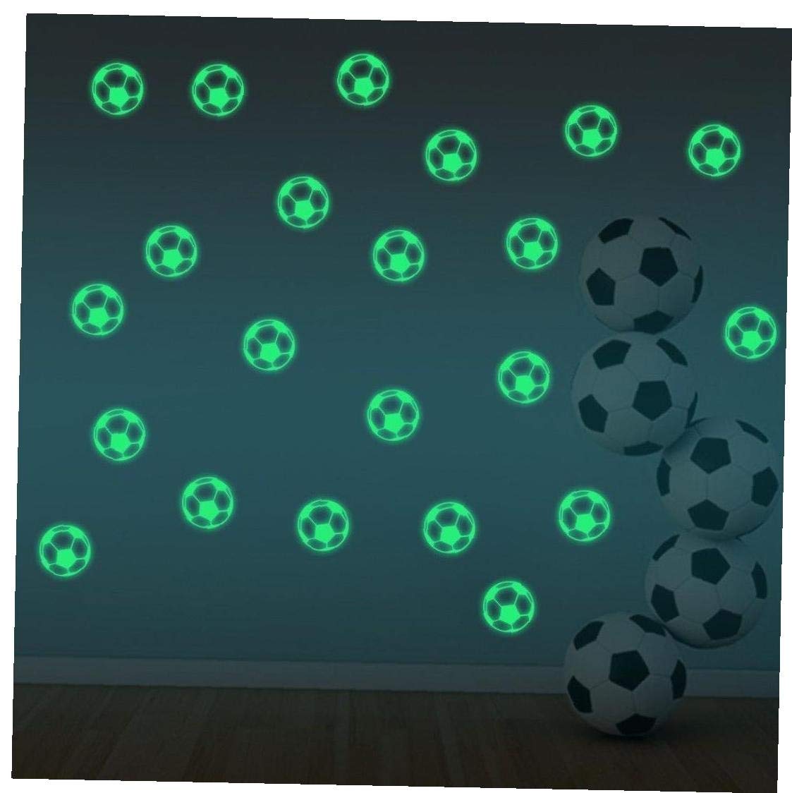 Casecover 12pcs 3d Football Glow in Dark Luminous Fluorescent Vinyl Wall Stickers Home Decor Decals on Stock