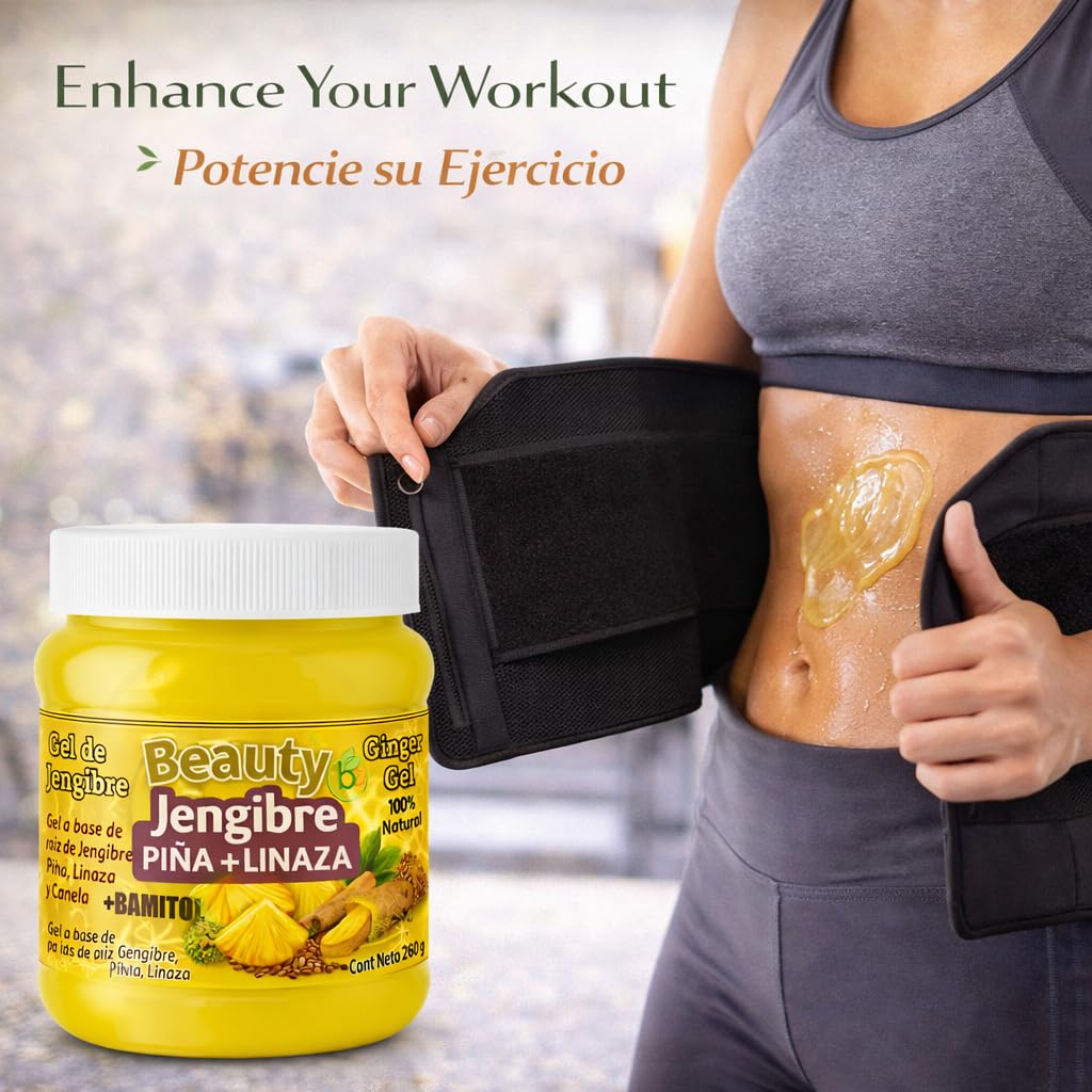 B-Experts Gel De Jengibre, pina, Canela,menta,eucalipto,algas, maracuya, limon, romero, manzana & linaza (Ginger, mint, cinnamon, passion fruit Gel) 100% Natural Hydrating Formula | 250g|Panza