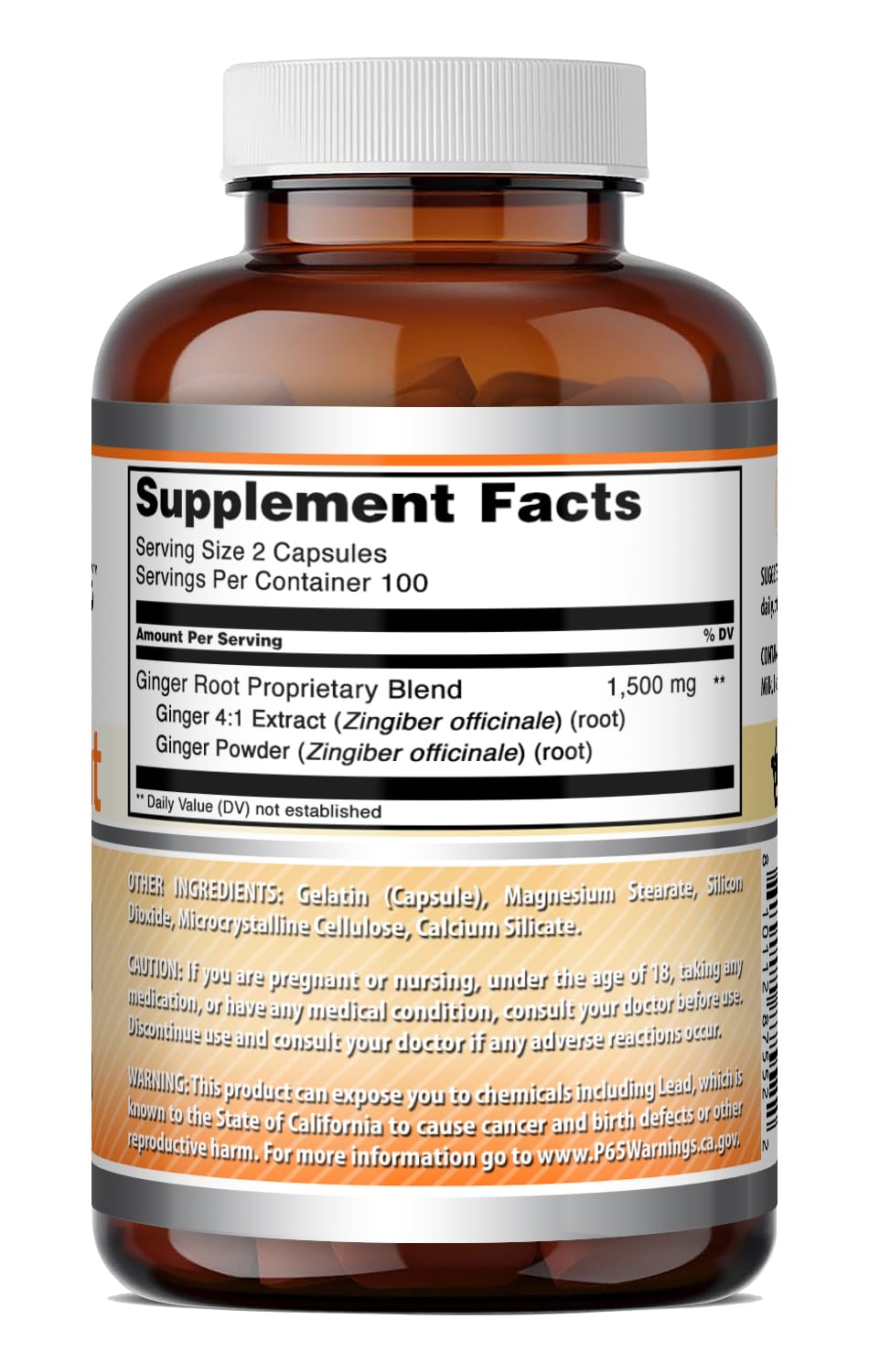 Amazing Formulas Ginger Root 4:1 Supplement | 1500 Mg Per Serving | Capsules Supplement | Gluten Free | Made in USA (1 Pack | 200 Count) — Amazon image 4