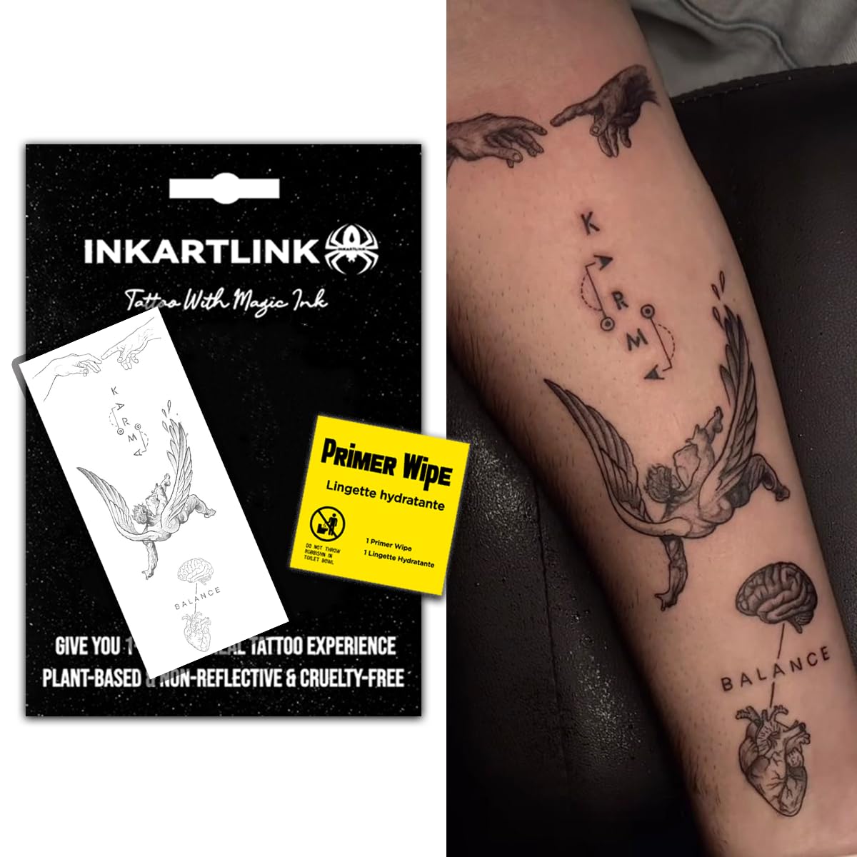 INKARTLINK Semi Permanent Tattoo, Temporary Tattoo, Beautiful and Realistic Design, Fun Tattoo Experience, Cruelty-free, Non-reflective, Waterproof (