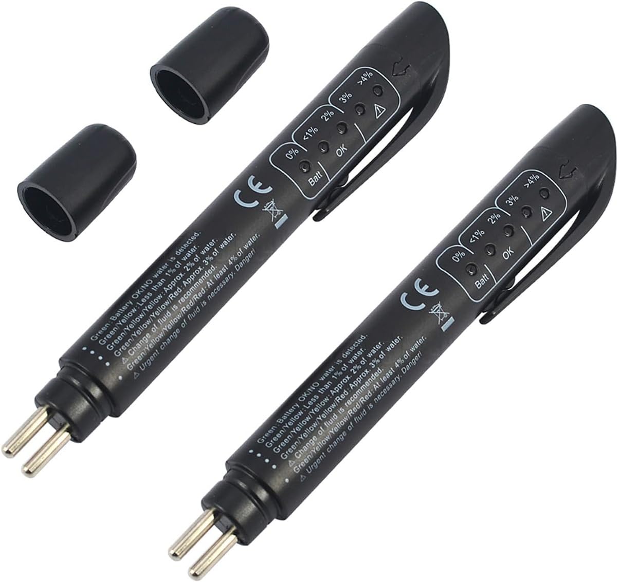 Brake Fluid Liquid Tester Pen,2PCS DOT 3 DOT 4 DOT 5.1 Brake Fluid Liquid Tester Pen, Car Diagnostic Testing Tool with 5 LED Indicators, Hydraulic Fluid Liquid Oil Moisture Analyzer