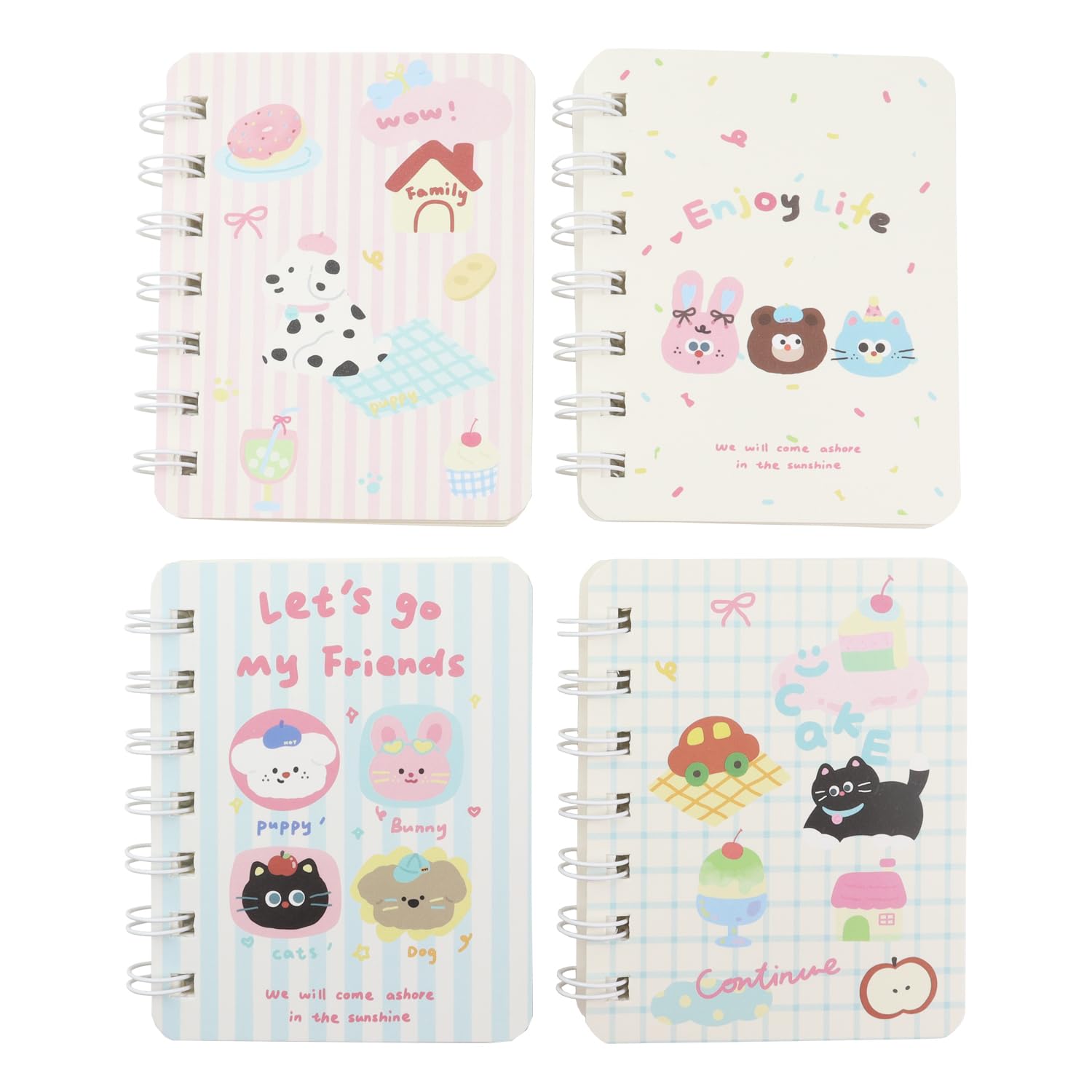 Aacehlh 4Pcs Small Spiral Notebooks,Ruled Pages 80 Sheets(160 Pages) Pocket Notebooks,3.15 x4 Inch Mini Memo Notepads (Animal)