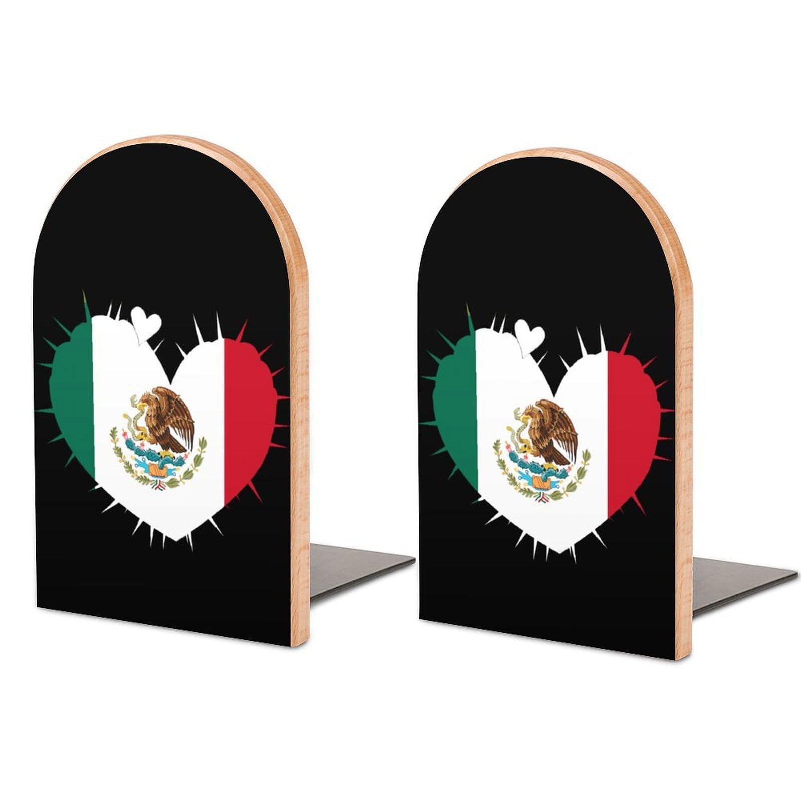 Nclqvjxzkhw Style Mexican Flag Heart Cactus Book Ends For Shelves Bookends Bookshelf Holder Stand Books Stopper Home Office Decor