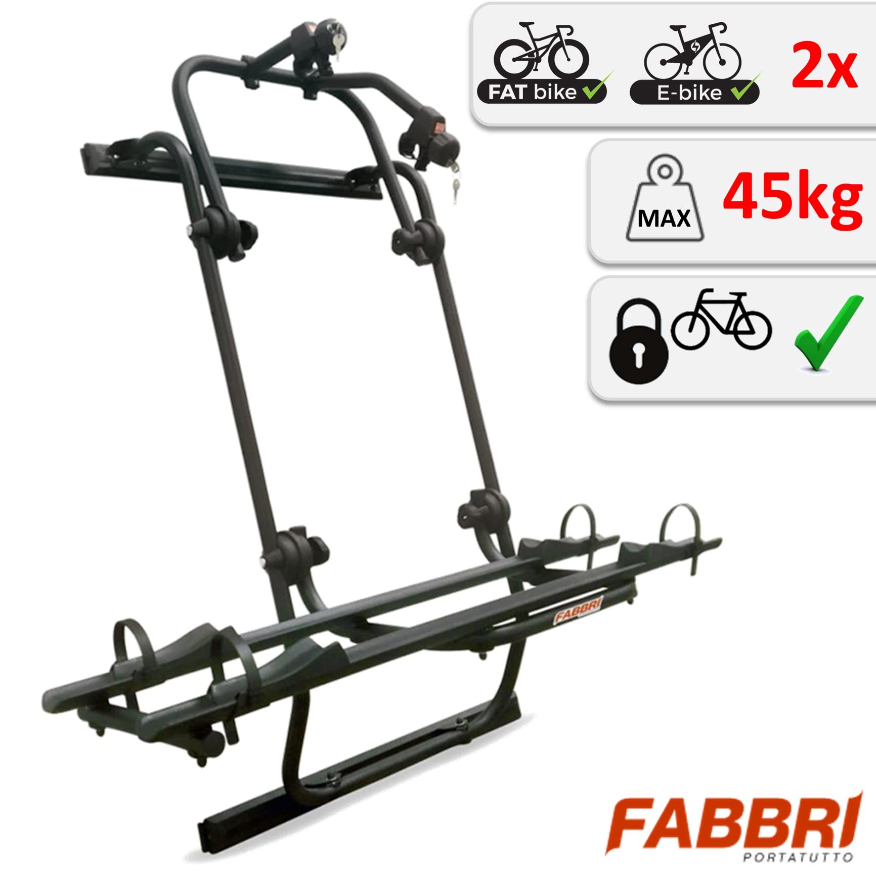 XIMPLIO Portabici posteriore Bici Ok MTB Van 6201837n di FABBRI per Ducato per Boxer, Nero