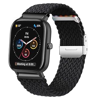 Krudary Nylon Elastic Watch Bands Compatible with Amazfit GTS/GTS 2/ GTS 2 Mini/GTS 2e /GTS 3 / GTS 4 Mini/GTS 4, Breathable Soft Stretch Bracelet Strap for Amazfit Bip 3 Pro/Bip Lite/Bip U Pro