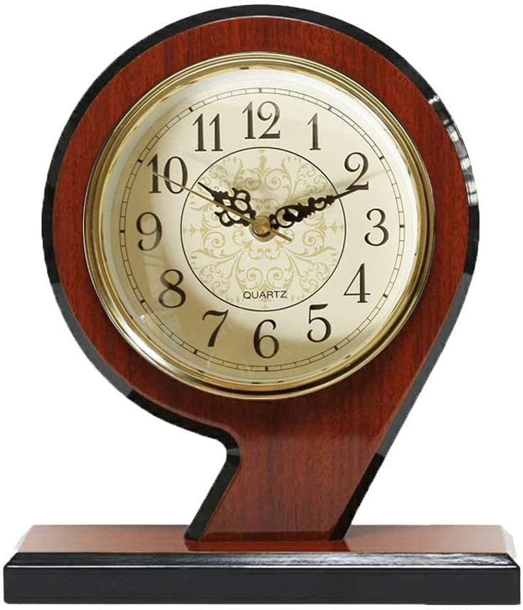 Mantel Clock Silent Wood Tableting Clock Battery Cell Living Room Desk Fireplace Kitchen Shelf Vintage Design for Office Home Decor Gift