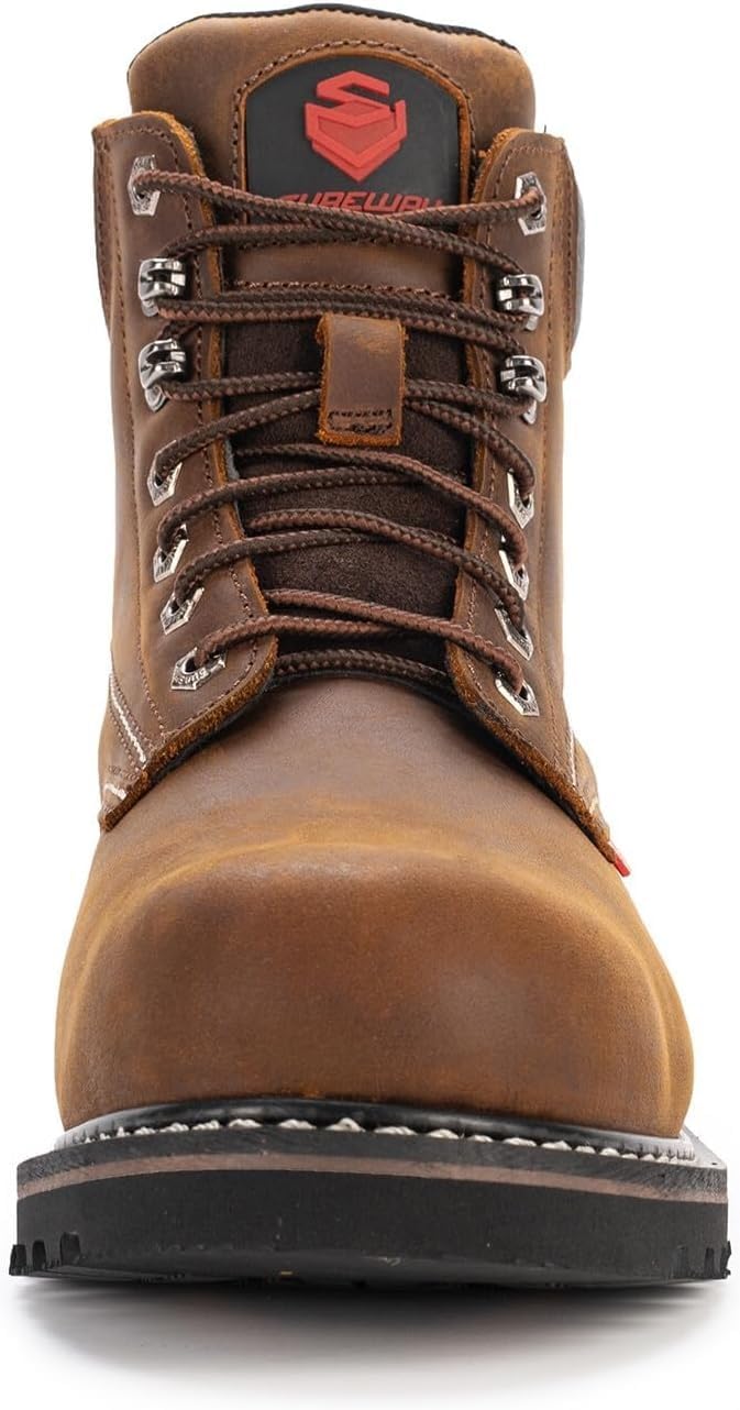SUREWAY Mens Heavy Duty Soft/Steel Toe Work Boots for Men,Goodyearwelt,Full Grain Leather Working Construction Boot,Slip/Oil/Water Resistant Industrial Safety Shoes,Soft Toe Brown,Size 13 - Image 2