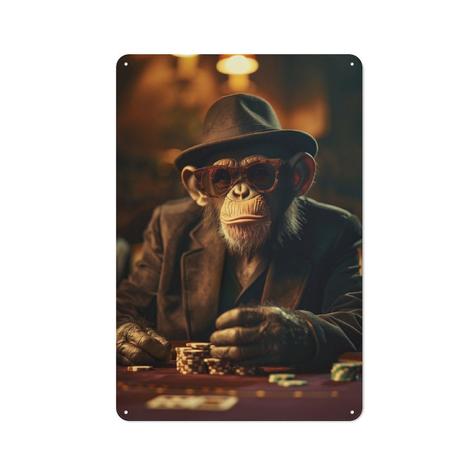 Primate Poker Retro-style Tin Sign 30x20cm for Living Room Or Hallway, for Home Wall Decor Collectors Refreshing A Room in Autumn