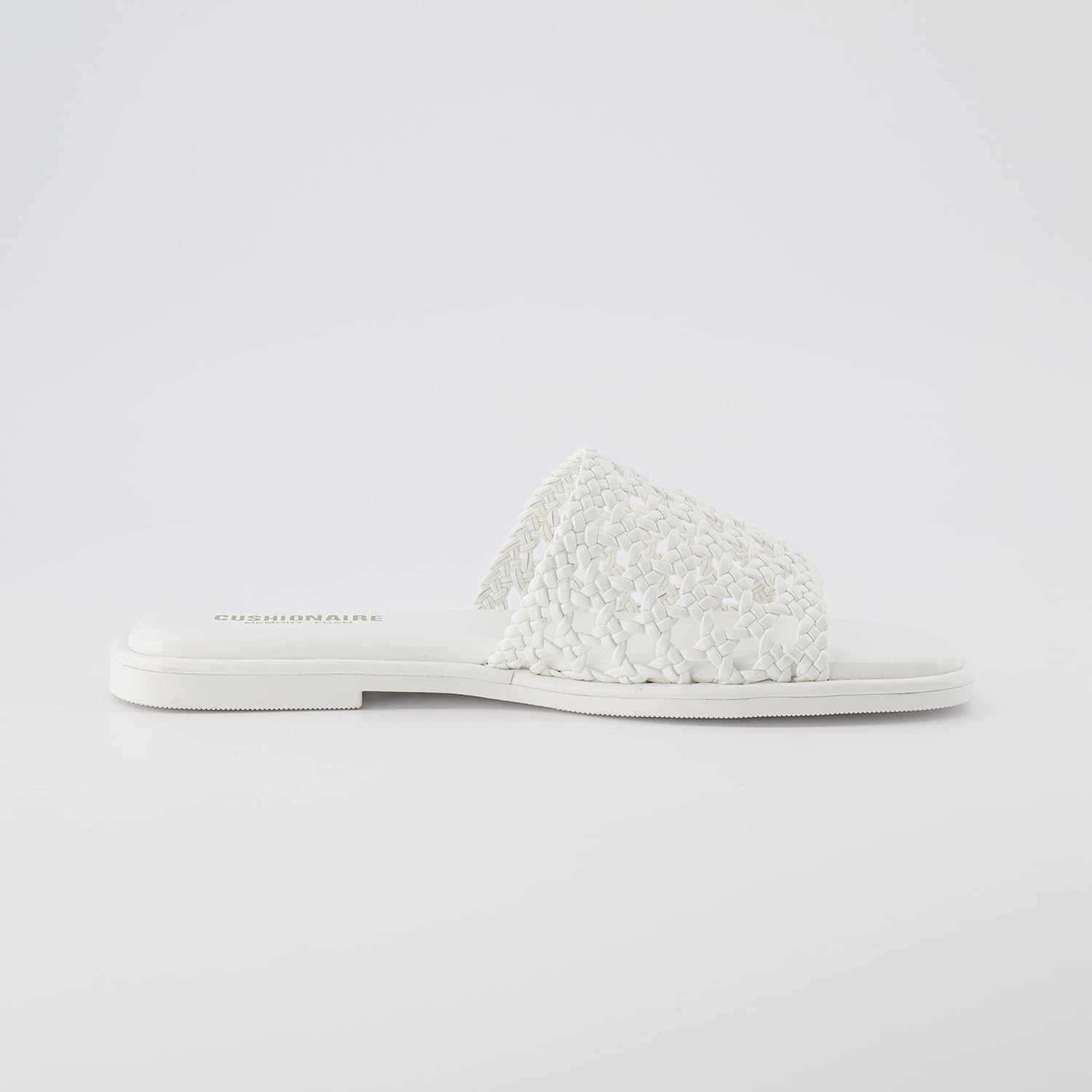 CUSHIONAIRE レディース Temptest バスケット織り スライドサンダル + 低反発 幅広展開, ホワイト, 11