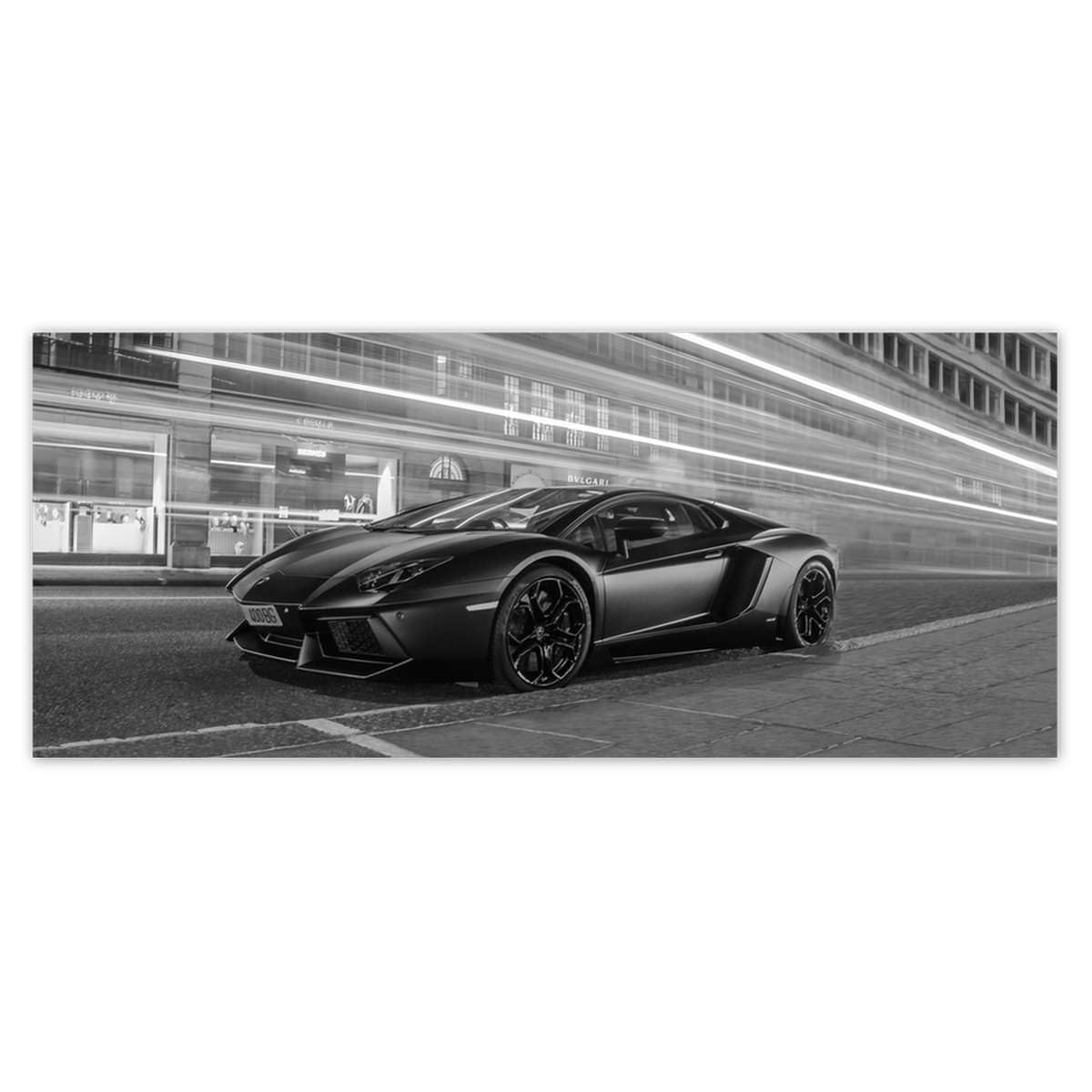 Papier peint voiture de sport noir et blanc pour salon moderne 250x104 cm