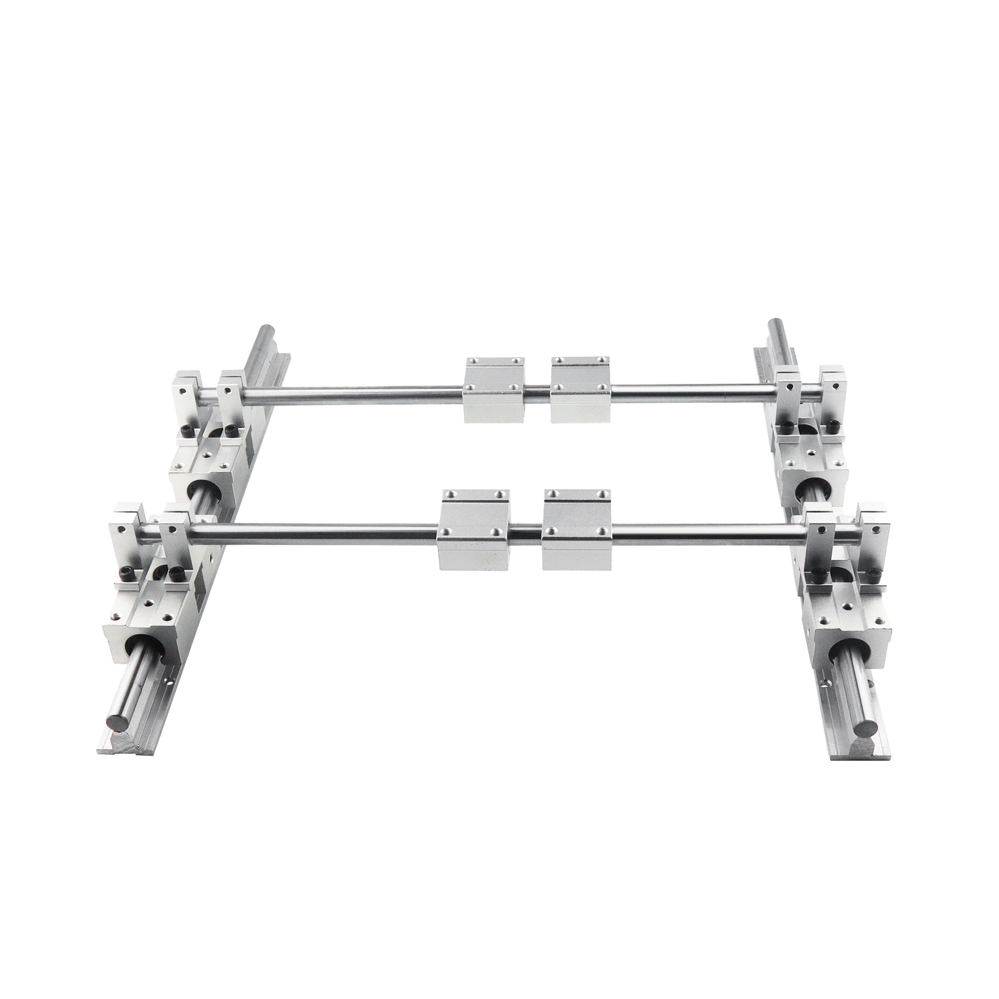 Linearführungsschienen-Set,2 Stück Ø16mm 500mm Linearschiene Horizontale + 4x SCS16UU Gleitblöcke + 8x SK16 Halterung,2x SBR16-500mm Linearführung mit 4x SBR16UU Schiebeblock für CNC