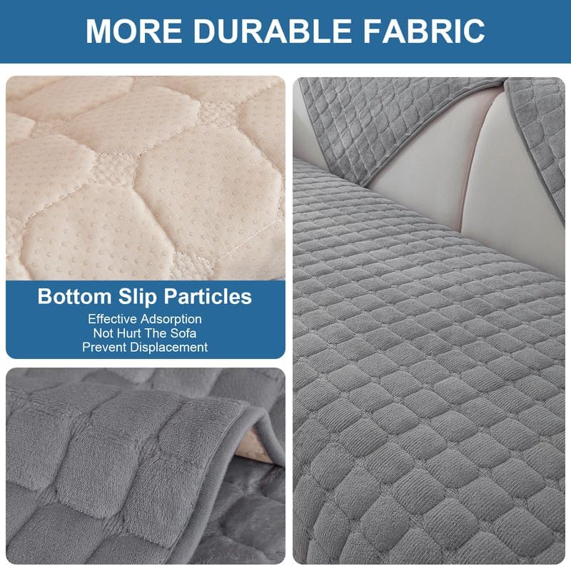 GKXLH Sofa überzug Waschbar - Neue Weiche Flanell Sofa Cover, rutschfeste Sofabezug 2 3 4 Sitzer Couch überzug Sofa Bezug für Sektionssofa, Sofaüberwürfe L Form Möbelschutz (Grau, 70x180cm)