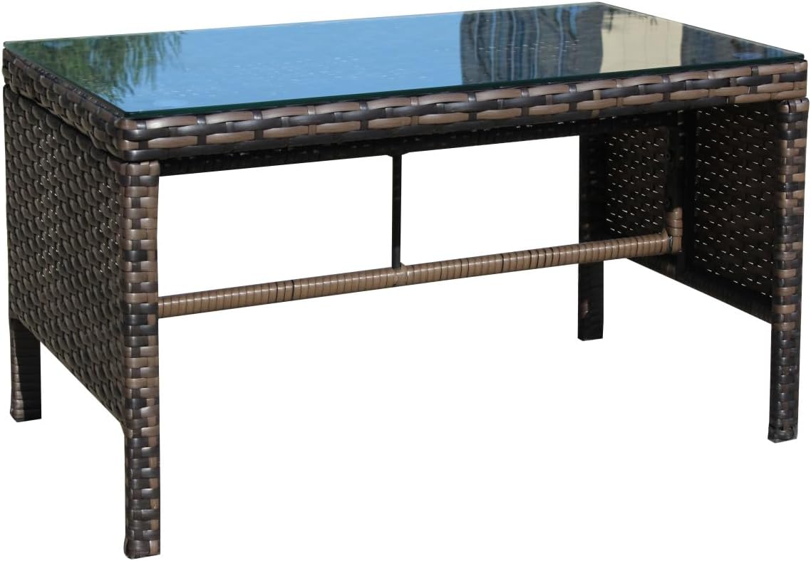 Outdoor Patio Furniture 1 Coffee Table with Clear Tempered Glass