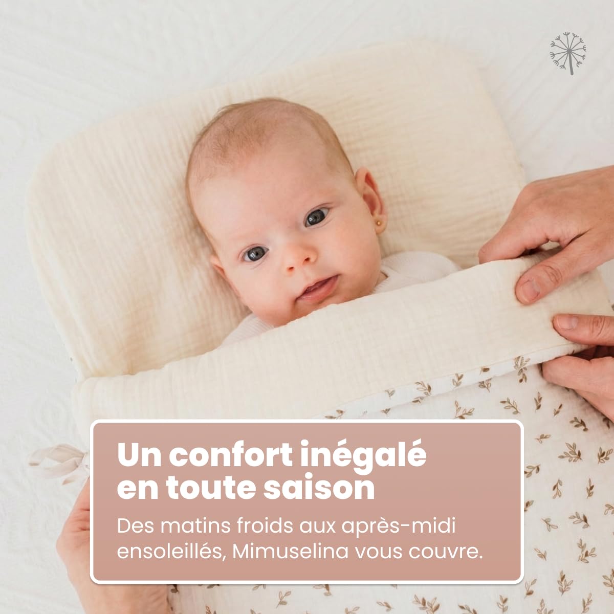 MIMUSELINA Nid d'ange Bebe Quatre Saisons | Couverture Bebe Été et Hiver | Convertible avec Garnissage Amovible | 100% Coton | Idéal pour Nacelle, Couffin et Poussette | Fabriqué en Espagne | Ecru