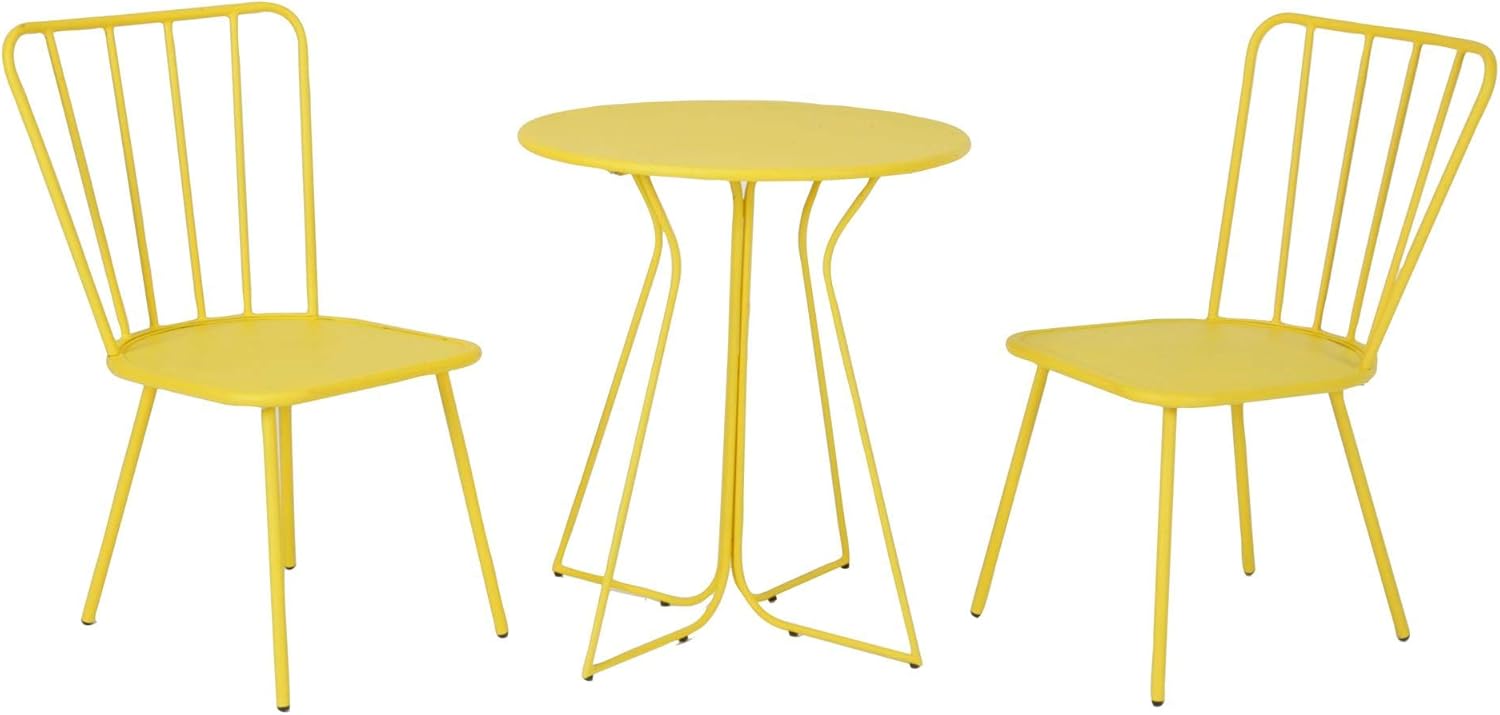 Novogratz 87815YLW1E 3 Piece Poolside Heidi Outdoor Bistro Set, Yellow : Everything Else