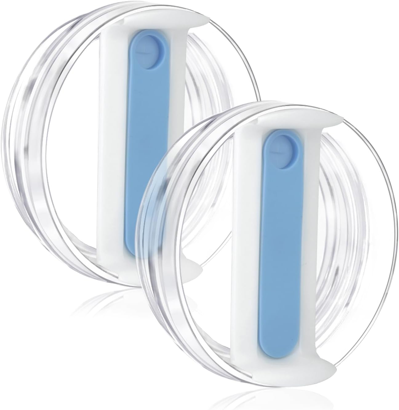 40oz Tumbler Lid for Stanley, Spill Proof Splash Resistant Tumbler Covers,Replacement cover for Stanley Cup Accessory(2 pack) (Clear Blue, 40oz)