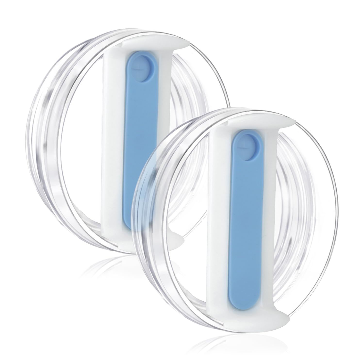 40oz Tumbler Lid for Stanley, Spill Proof Splash Resistant Tumbler Covers,Replacement cover for Stanley Cup Accessory(2 pack) (Clear Blue, 40oz)