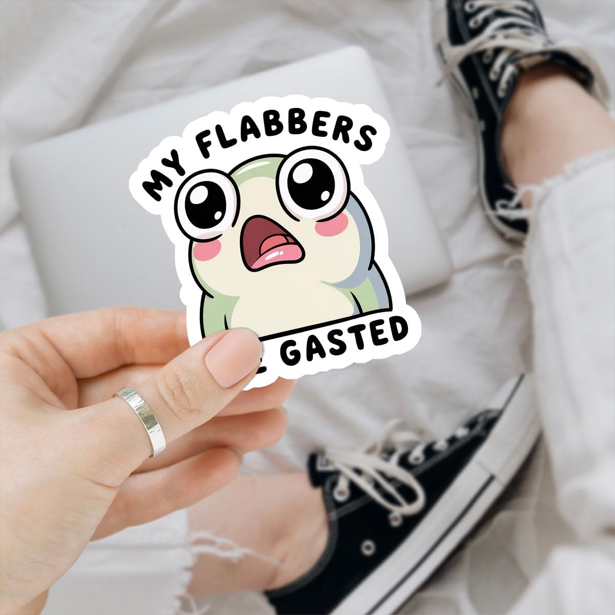 3 Pcs My Flabbers are Gasted Sticker – Funny Frog Meme Sticker with Surprised Expression Vinyl Decal Waterproof for Laptop, Water Bottle, Tumbler, Phone Case, Helmet – 3 Inch image 3
