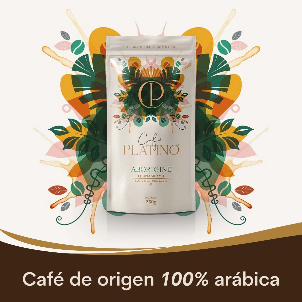 Café Platino Aborigine - Café Molido de Etiopía Sidamo Tostado 250g - 100% Arábica G2