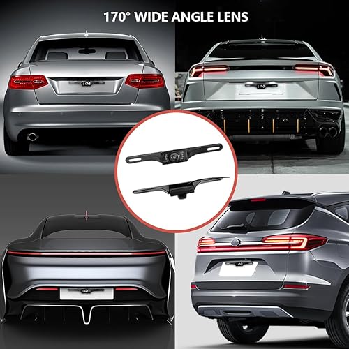 Miniatura 6 de Kewucn Cámara de respaldo para automóvil, cámara de estacionamiento de visión nocturna de gran angular con 7 LED infrarrojos, cámara de respaldo