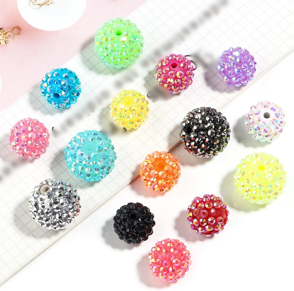 20 Pcs 20mm Large Rhinestone Focal Beads Crystal Round Ball Beads Chunky Craft Beads Sparkle Diamond Beads Keychain Making Beads for Bracelet Earring Necklace - Image 3