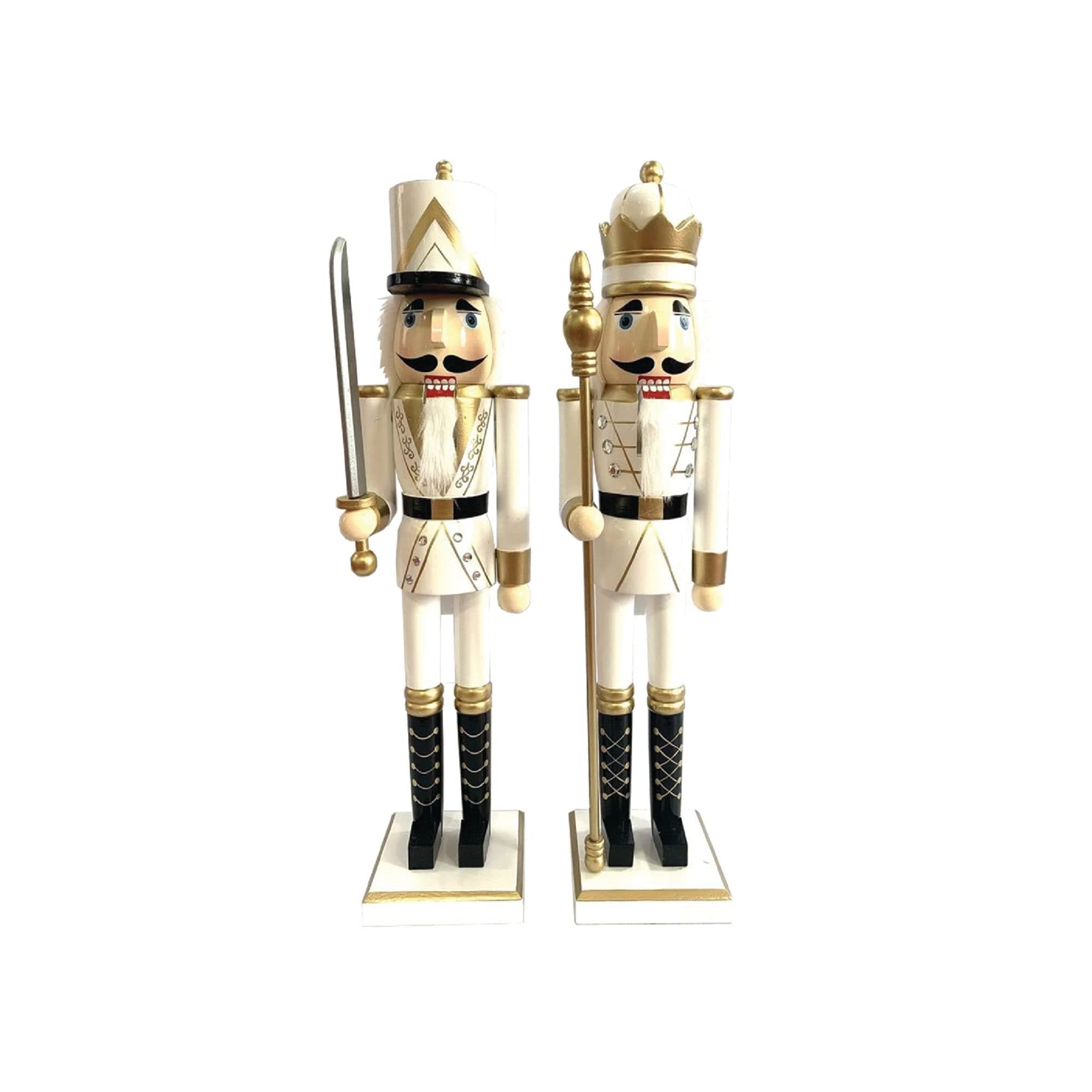 Set of 2 Jeweled King and Guard Christmas Nutcrackers 24