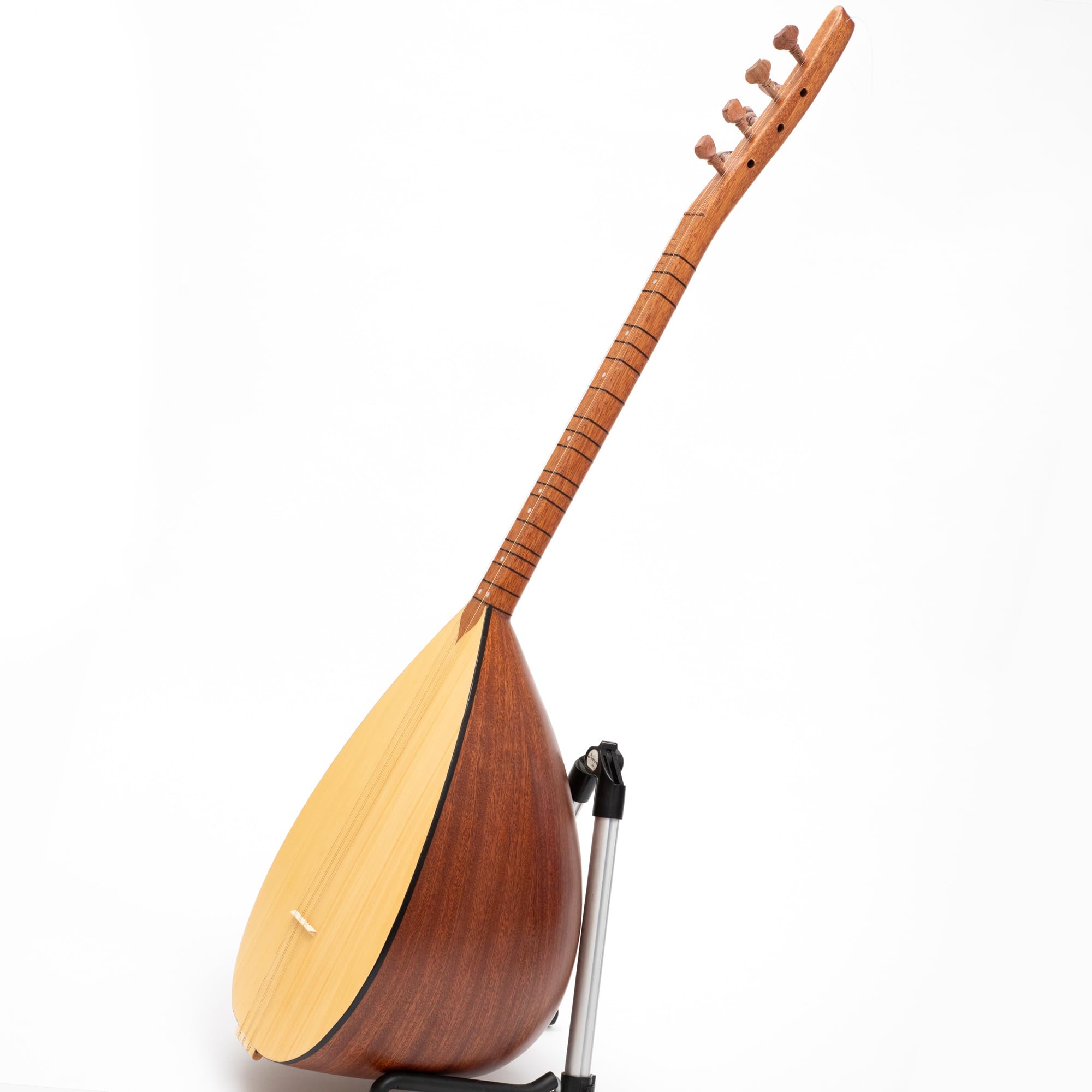 Short Neck Saz Baglama with Mahogany wood & Built-in Pickup, Rosewood pegs Hand Made instrument With picks and extra strings set
