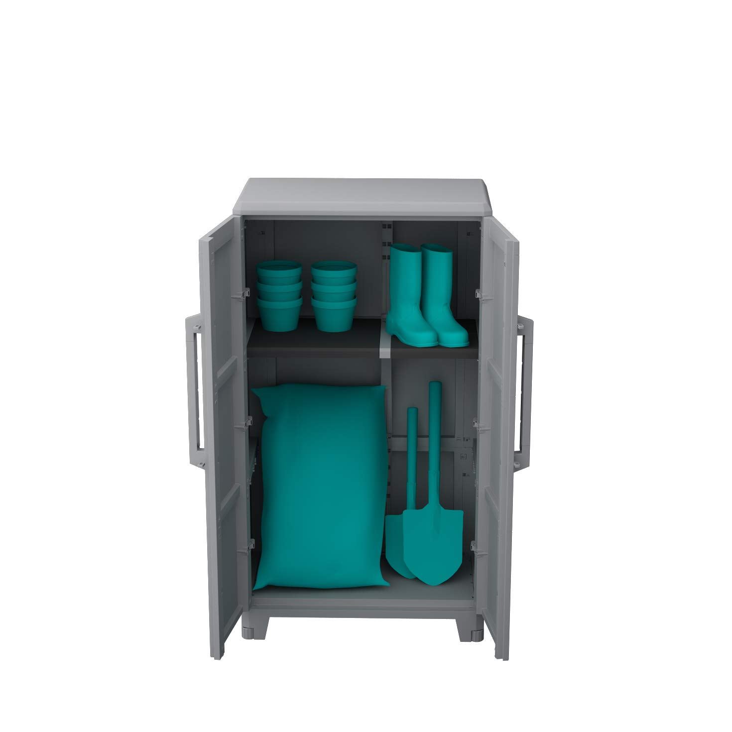 Terry, Transforming Modular 3, hoher multifunktionaler Schrank mit zwei Türen für drinnen und draußen - 78x43,6x143 cm