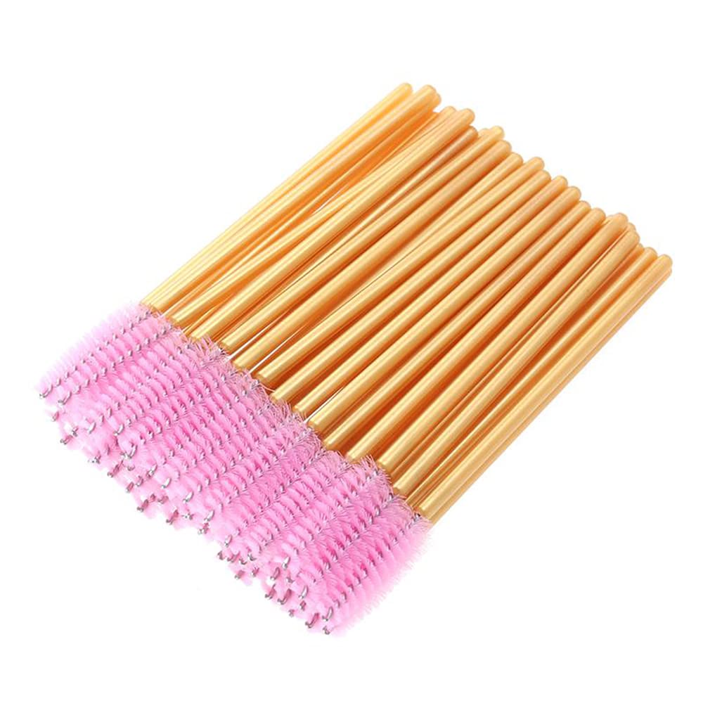 100 Pack Mascara Wands Bulk Disposable Eyelash Brushes Lash Extensions Makeup Brush Applicator Tool Bulk, Gold/Pink-image-42