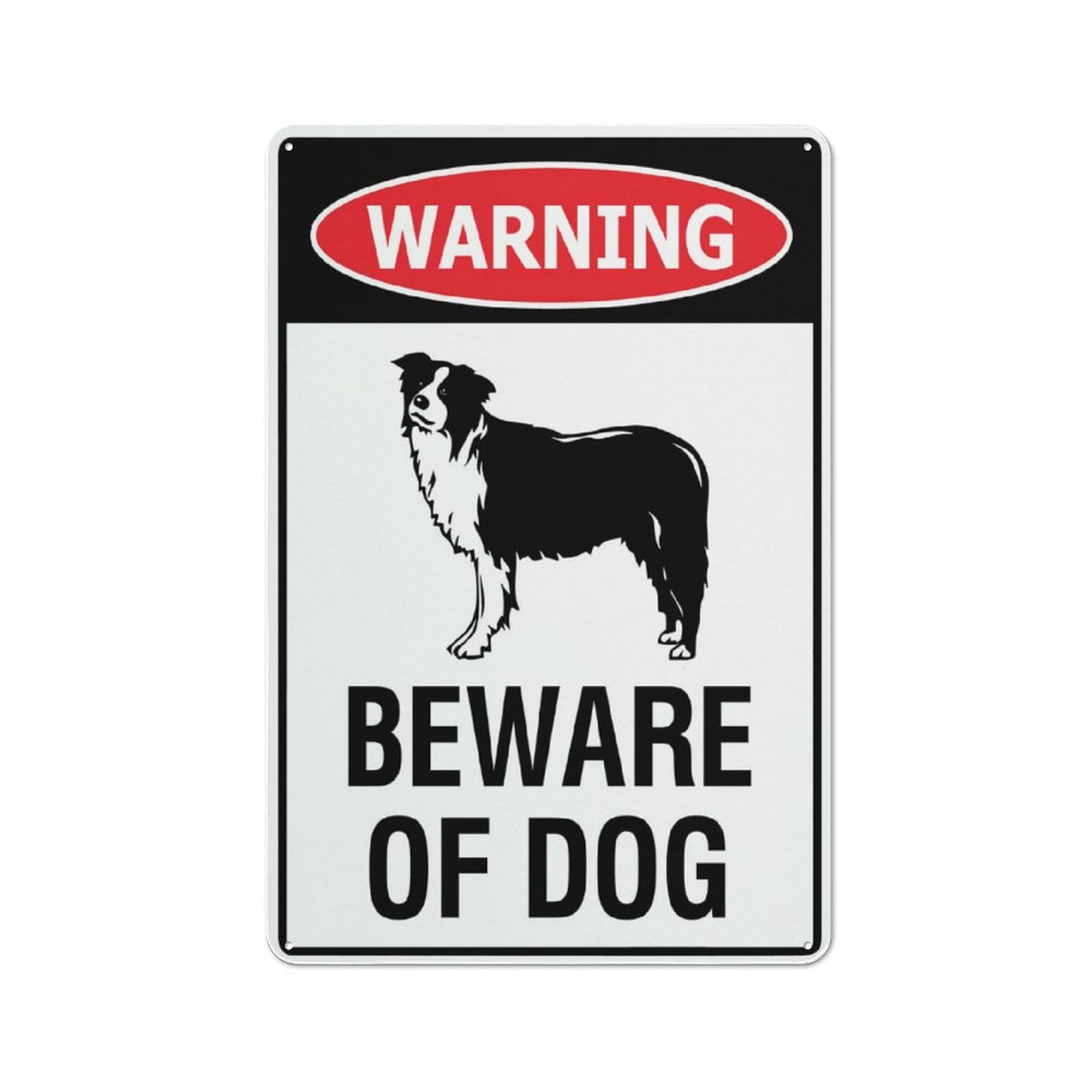 Warning Beware Of Dog Border Collie Sign 12X8 Inches Metal Aluminum Signs, Weather Resistant, Weatherproof, Indoor Or Outdoor
