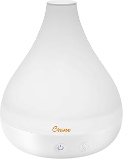 Crane Personal Ultrasonic Cool Mist Humidifier and Aroma Therapy Diffuser, Optional Color Changing Nightlight Included, for Home, Hotels, and Office, 0.35 Gallon â€“ 1.5 Liter, White
